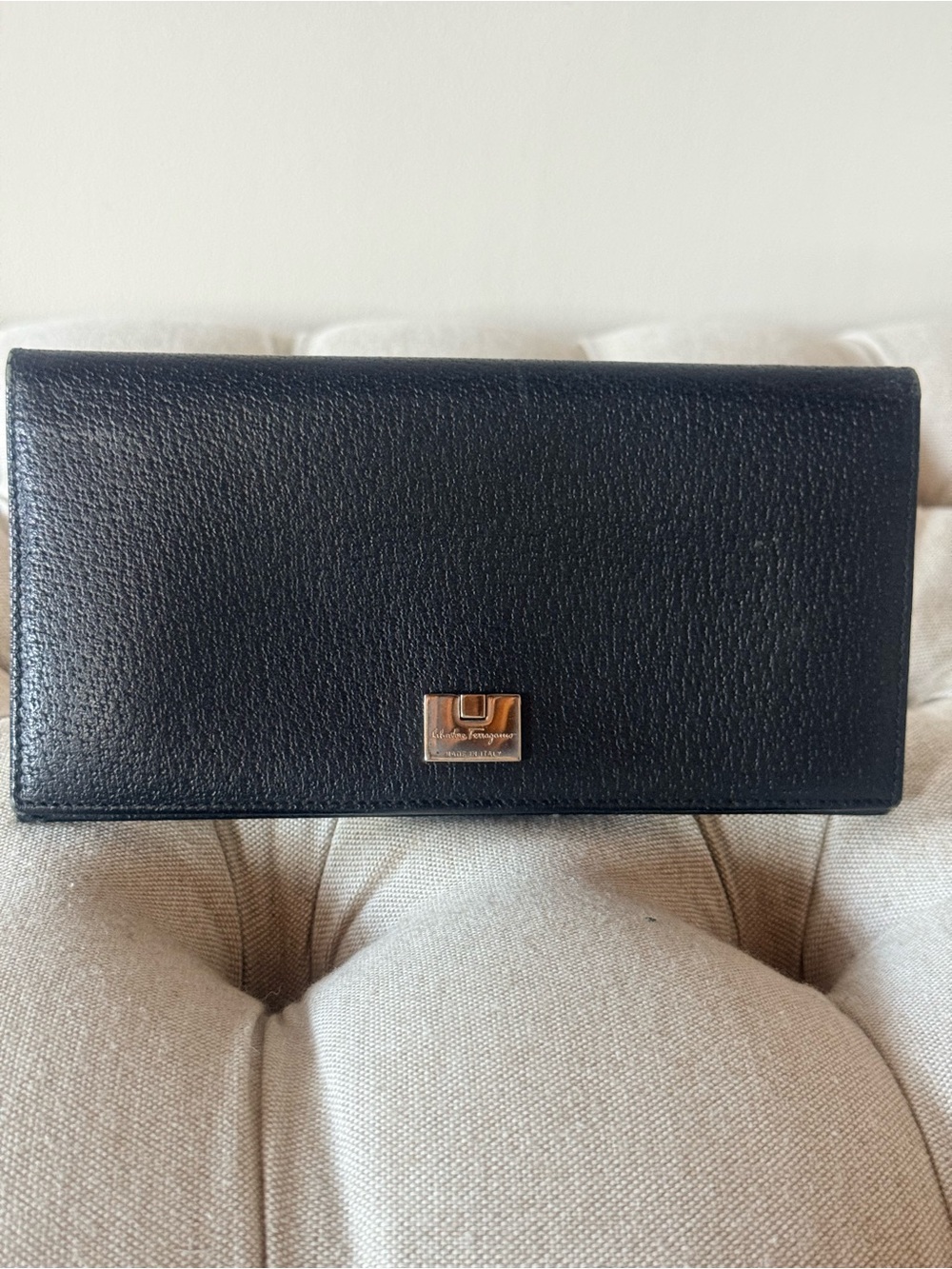 Vintage Salvatore Ferragamo Grained Leather Continental Wallet • Nero - Picture 2 of 11
